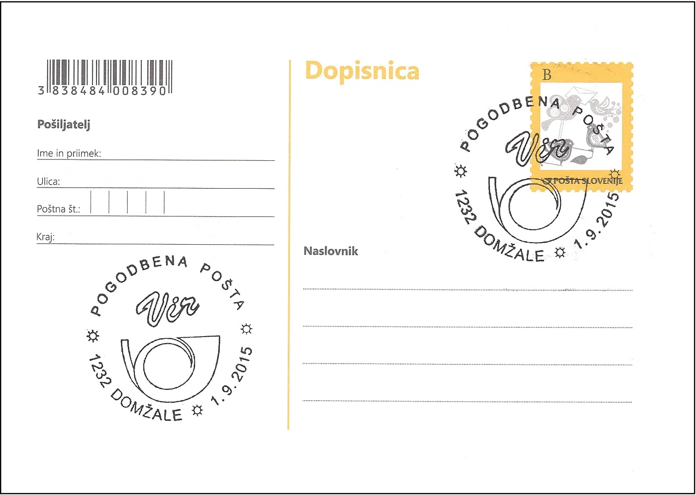 POGODBENA POŠTA 1232 DOMŽALE